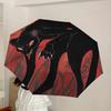 1pc Black Panther with Red Background Umbrella with Plastic Handle,Suitable for All Seasons Home Travel Outdoor UmbrellaDD117