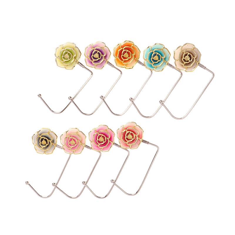 Элегантный градиентный розовый крючок для сумки, портативный держатель для сумочки, модный складной крючок для стола, органайзер, боковые крючки для стола