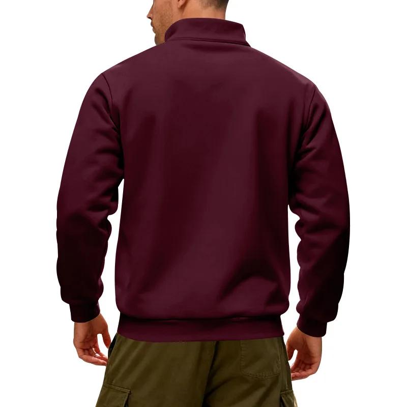 Зимний флис Тяжелые толстовки Свободные Уличные Мужские Теплые Пуловер с полумолнией и воротником-стойкой Спортивное худи для мужчин