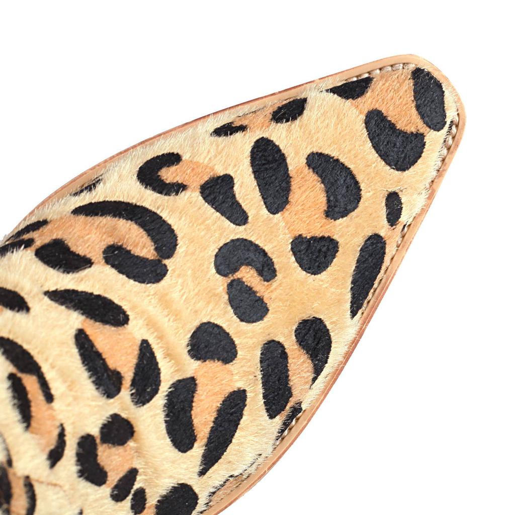 Krazing Pot Осенне-зимняя обувь из искусственного меха на толстом высоком каблуке, ковбойские сапоги с леопардовым узором, европейский стиль, сохраняющие тепло, ботильоны