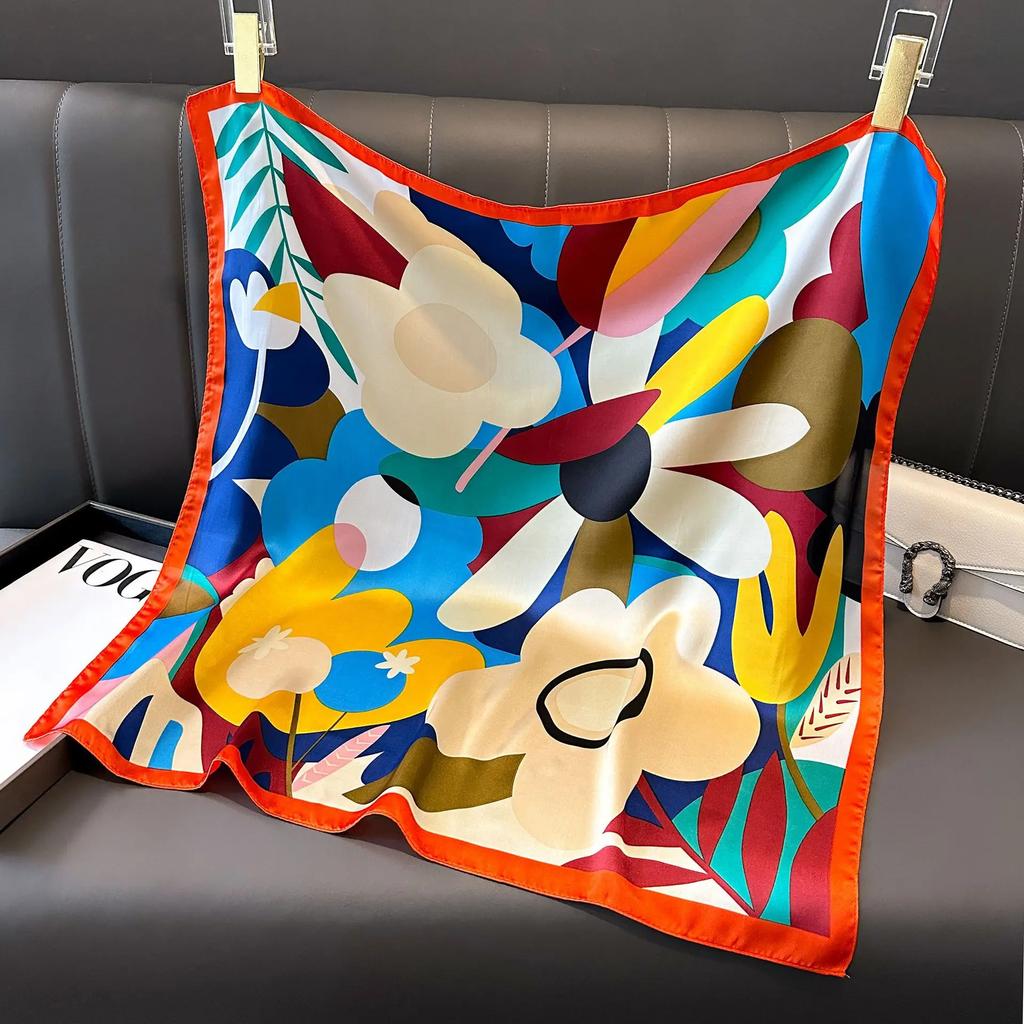 Новая Мода Роскошный Шелковый Платок Бандана Женские Повязки для Волос Квадратные Шарфы Галстук на Шею Шарфы для Сумки Сатиновый Женский Платок Повязка на Голову