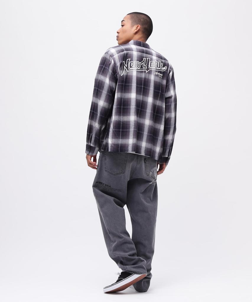 AVIREX РУБАШКА OMBRE CHECK NYC С ДЛИННЫМ РУКАВОМ OMBRE CHECK Нью-Йорк Размер Рубашка, Город, Мужская, 2XL, 010, Черный, 783-5120007