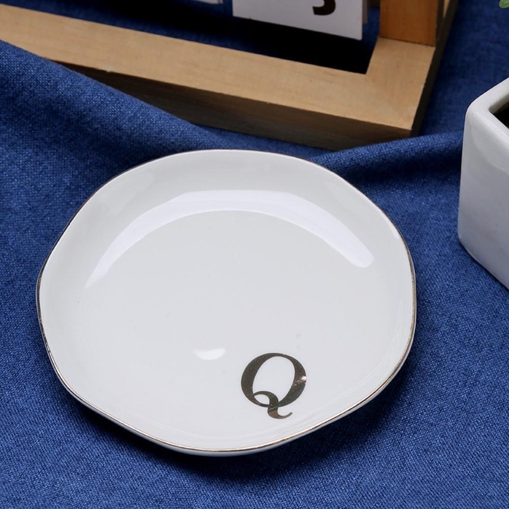 A-Z Monogram Letter Ring Dish White Decorative Ring Holder Plate Blogger's Recommendation