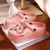 Милые мультяшные пластиковые туфли с каплями и цветочными отверстиями Женская одежда Нескользящие тапочки с сумкой на голову Модные трендовые повседневные сандалии