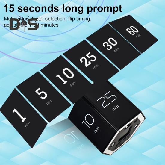 Вращающийся таймер Pomodoro на 5-60 минут, светодиодный дисплей, ползунковый переключатель, шестигранный стол, перевернутый таймер производительности, вибрация, беззвучный будильник для работы, учебы, кухни