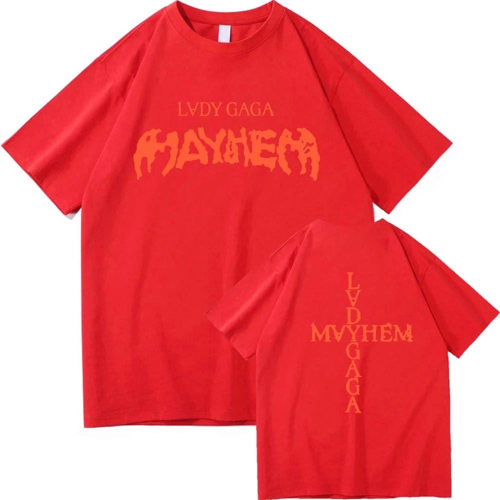 Футболка Lady Gaga Mayhem 2025 Новый Альбом Мода Мужская/Женская Одежда Ретро Харадзюку Высококачественная Одежда для Фанатов Футболки