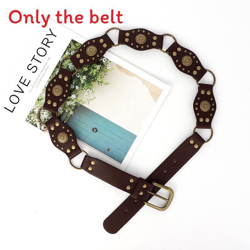 Simple Womens Pu Leather Belt With Alloy Buckle And Fringed Style For Everyday Wear