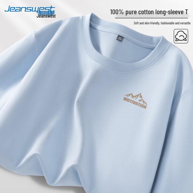 Мужская футболка Jeanswest из чистого хлопка свободного кроя с длинным рукавом