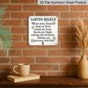2D Flat, 1pc, Vintage Garden Rule Theme Aluminium Metal Decorative Plaques, Country Vintage Style, Perfect for Patio, Balcony, Porch, and Garden
