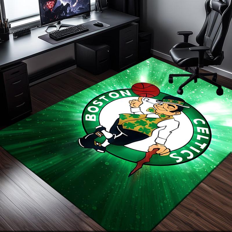 Boston Basketball Rug Office Carpet Non-Slip Mat, Chair Rug Floor Covering for Gaming, Bedroom, Living Room , Home Decor Christmas Gift