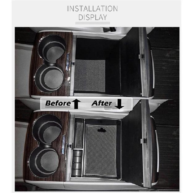 Center Console Organizer Tray For Toyota Sienna Accessories 2011-2020 Secondary Armrest Storage Glove Box ABS Black Materials