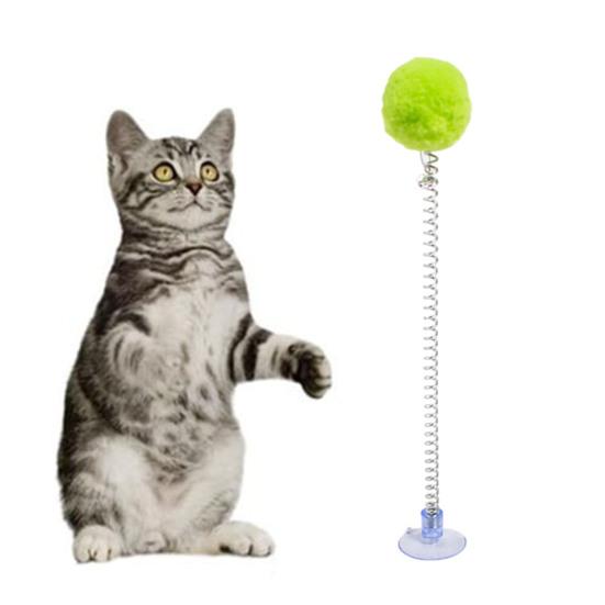 Пружинная приманка для кошек с плюшевым шариком на присоске, нижняя палочка, игрушечная палочка для кошек с