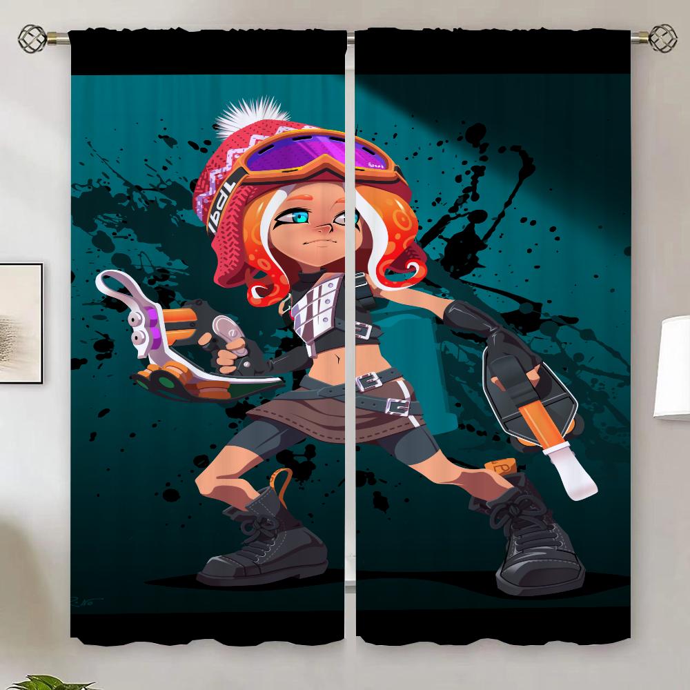 Splatoon Kitchen Curtains for Living Room 2 Elegant Pieces Blackout Curtain 100% Cheap Things With Free Shipping for Home Blinds