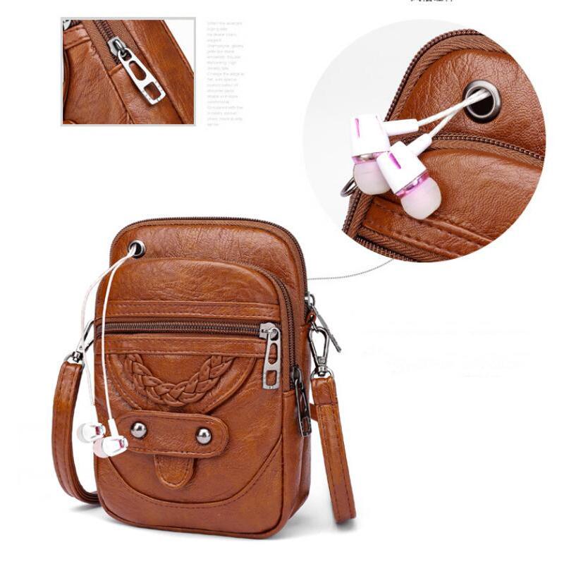 Yogodlns Vintage Soft Leather Crossbody Bags Rivet PU Women Messenger Shoulder Bag Small Female Handbags Phone Purses Black and Brown