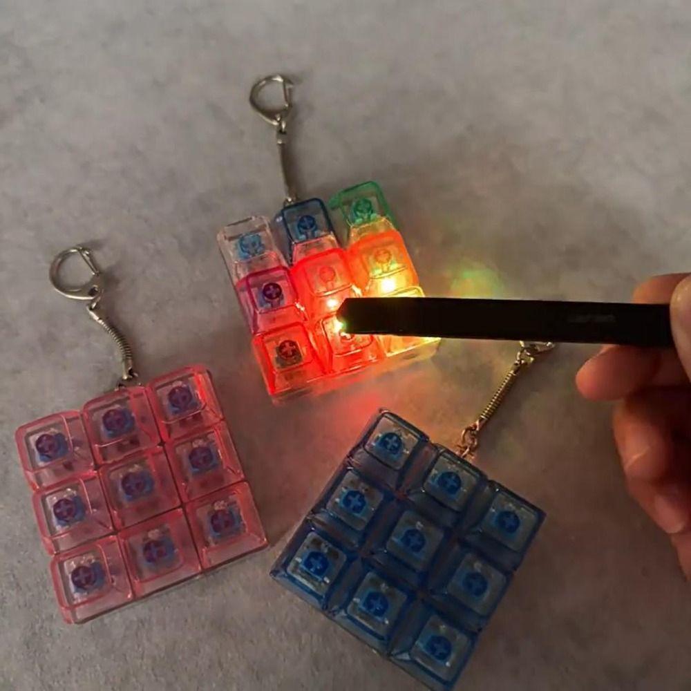 Clear Clicker Decompression Fidget Keychain Colorful Keycap Button Finger Clicker Toys Boys Girls