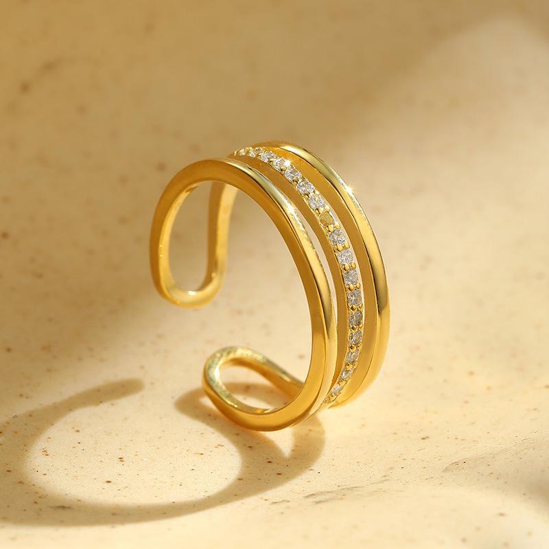 Кольцо Banyan Tree S925 Silver с тремя слоями бриллиантов, регулируемое для женщин