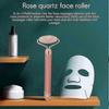 Jade Roller for Face 3 in 1 Electric Vibrating Face Roller Massager Quartz Roller Massager Skin Tightening Rose Gold