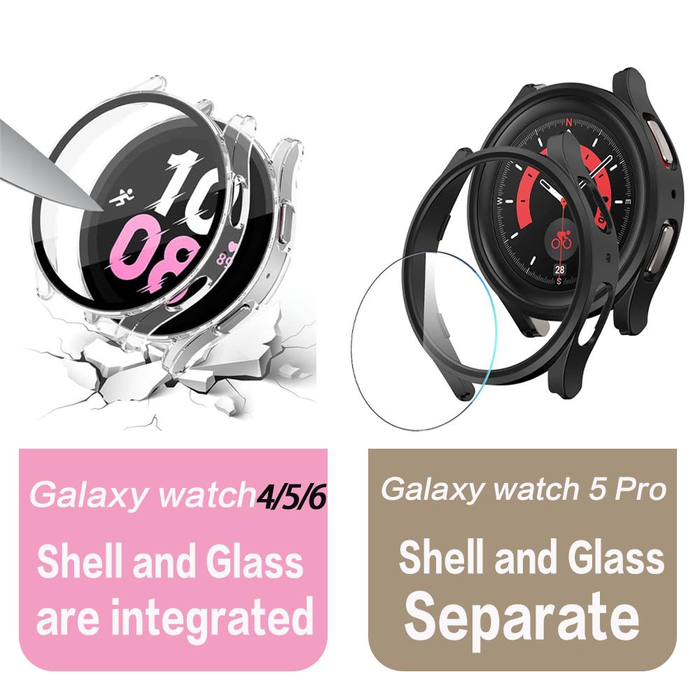Чехол для Samsung Galaxy Watch 5 pro Case 45мм 4 5 6 44мм 40мм Защитная пленка PC Бампер Закаленное стекло Galaxy watch 6 Case