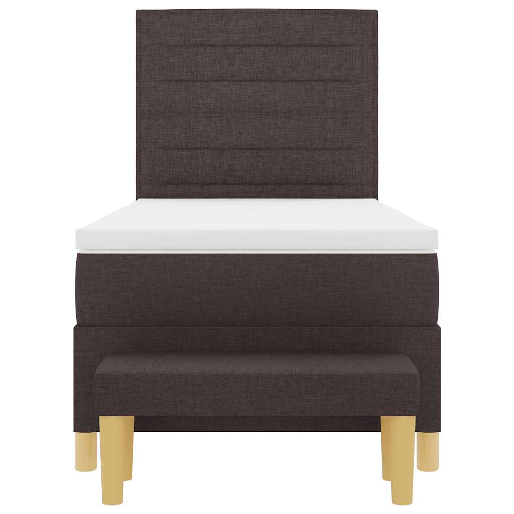 Upholstered Bed with Pillow Dark Brown 200 x 90 cm Fabric