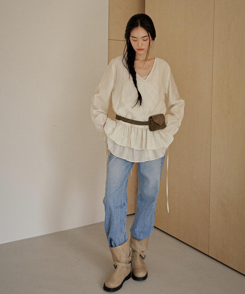 OURO Frill Blouse Set-Up [ Cream ]