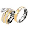 Модные парные кольца для влюбленных, комплект женских колец с изысканным цирконием, простое мужское кольцо из нержавеющей стали, обручальное свадебное ювелирное изделие