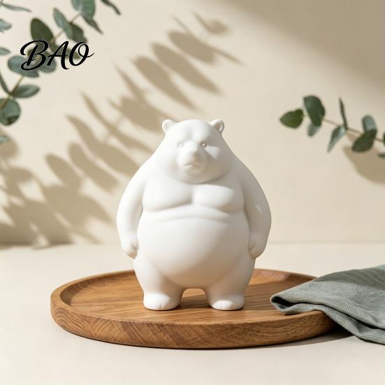 Customizable Bear Figure for Kids Chubby Figurine, 3D Printed DIY Paintable Fat Healing Statue Bedroom Statue, Cute Minimalist Desktop Ornament, Home