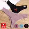 3PCS/Set Embroidery Cotton G-String Women's Panties Underwear Female Panties For Women Low Rise Comfortable Thongs Woman M-XL
