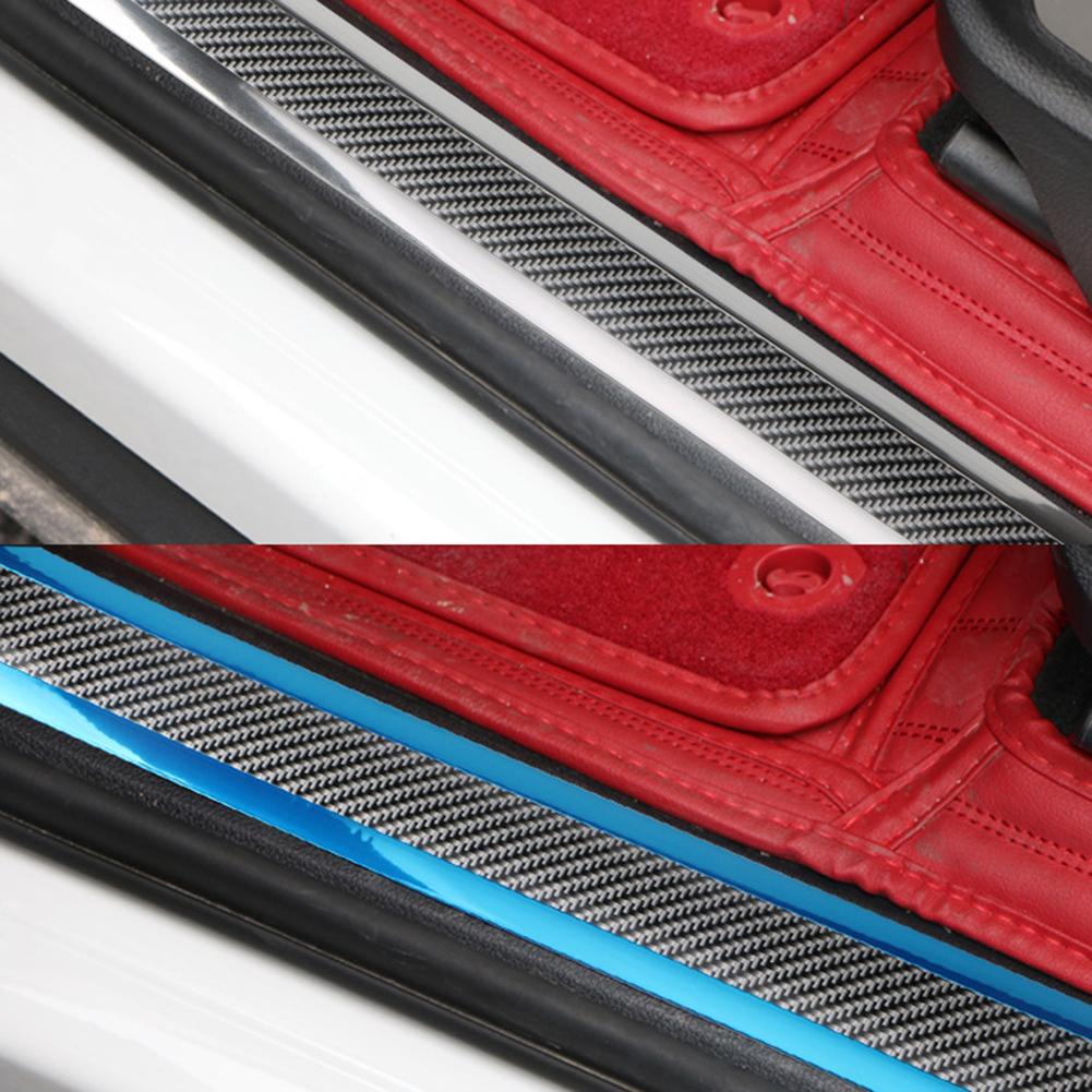 Защитные молдинги для автомобиля, наклейки, 1 м, универсальная резиновая полоска, автомобильный бампер, губа, карбоновое волокно, внешний вид, дверной порог