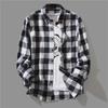 Men's Korean Style Black & White Plaid Shirt – Trendy, Loose-Fit, Long-Sleeve, Casual for Spring/Autumn