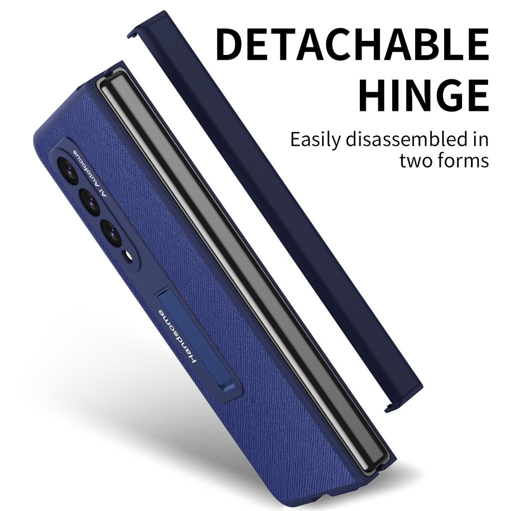 Hinge Cross Pattern Case For Samsung Galaxy Z Fold 3 5g Cover With Kickstand Shell -Membrane Shell For Galaxy Z Fold 4 5g Fundas