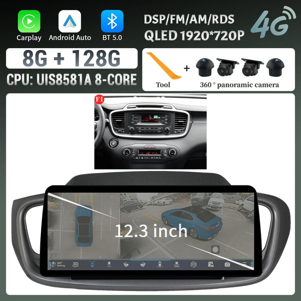 12,3 дюйма для KIA Sorento 2015-2018 беспроводной Bluetooth CarPlay Android Auto Car Radio Multimedia 4G GPS сенсорный экран головного устройства
