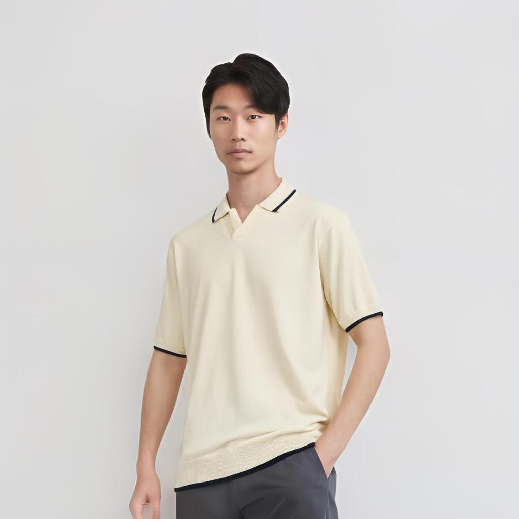 Uniqlo Мужская поло-рубашка JW Anderson, цветные блоки, мужская одежда, бежевый 464858-30