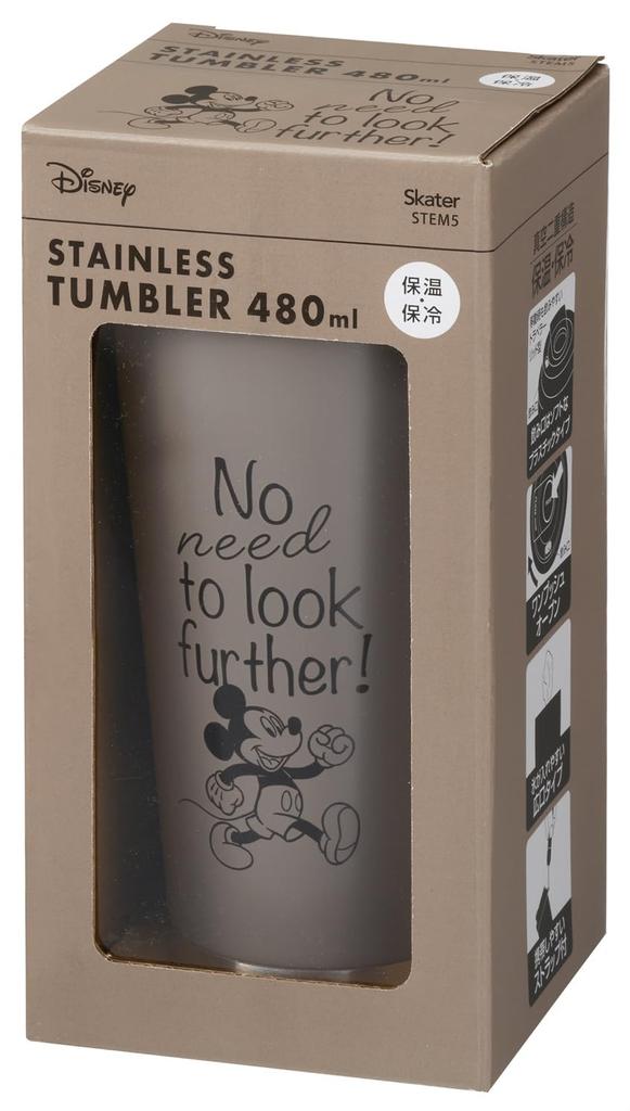 Skater Stainless Steel Easy Vacuum Disney Mickey Mouse Tumbler, 480ml, Insulated, Double-Layered Wall, Design, STEM5-A