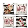 New Christmas pillow cover linen festival pillow bedside cushion four-piece set