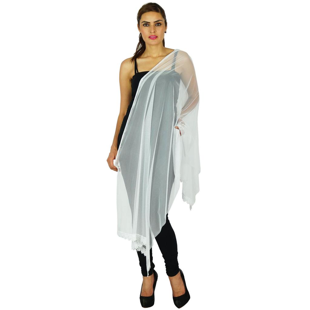 Indian Neck Wrap Long Stole Net Chunni Fashion Scarf Women Hijab Dupatta