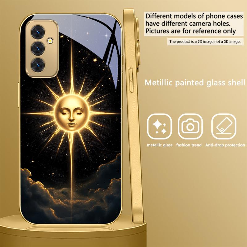 Таинственный черный кот Для Samsung A 31 32 A33 A34 35 14 A15 13 A16 25 26 50 52 53 54 55 56 70 71 72 73 Золотой стеклянный чехол для телефона