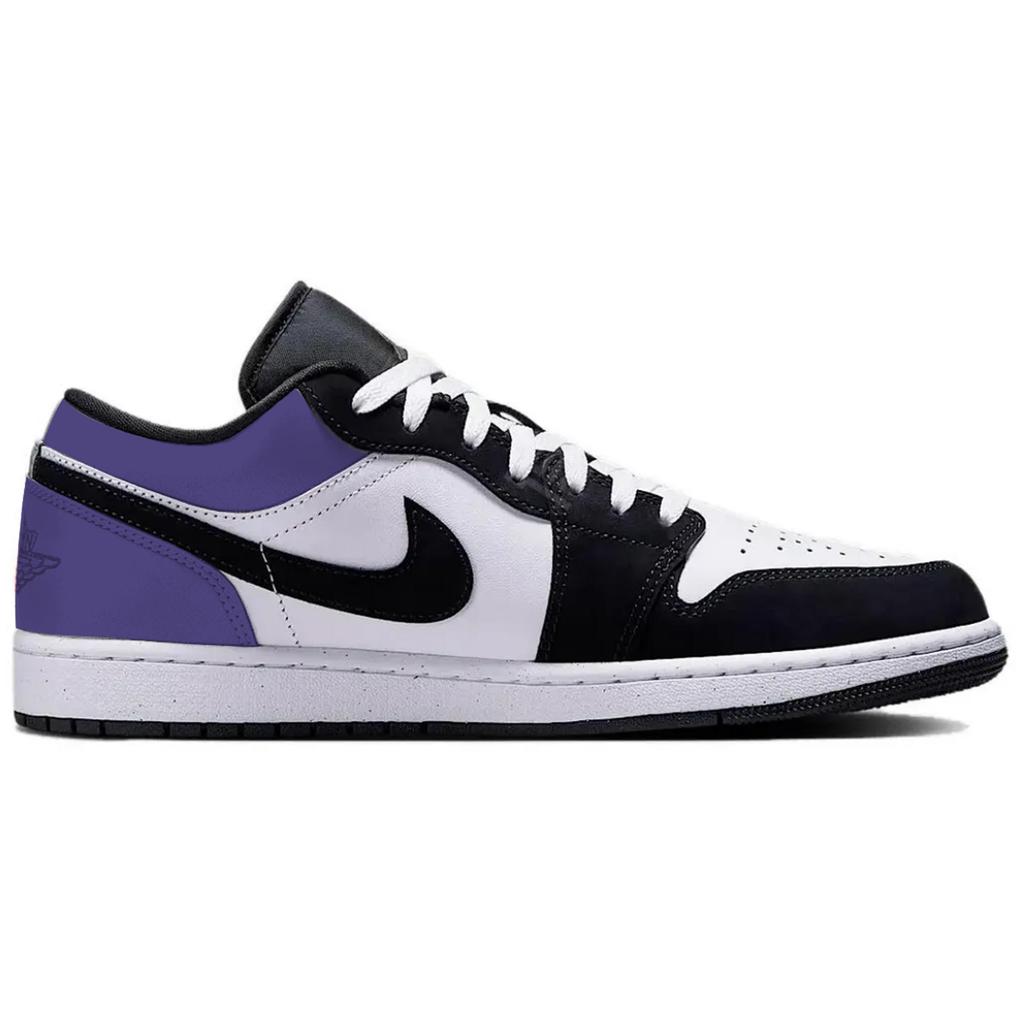 Jordan Air Jordan 1 Purple Toes Низкие кроссовки для баскетбола с защитой от истирания, винтажные, унисекс, Черно-фиолетовые HF3148-106(Команда1291-)