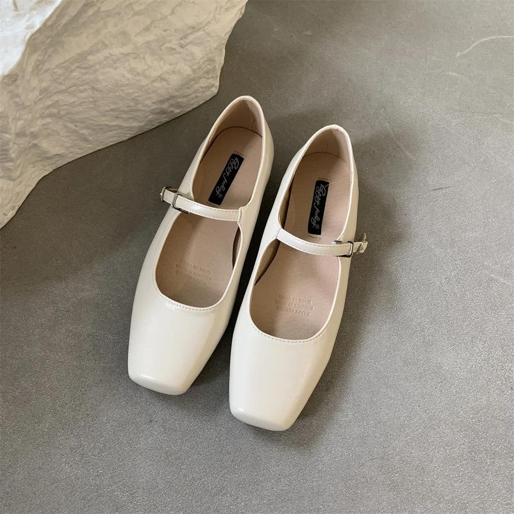 2025 Spring New Women Mary Jane Shoes Fashion Square Toe Shallow Slip On Ladies Flat Shoes Soft Sole Outdoor Dress Ballerina