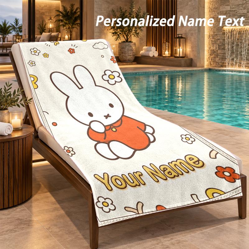 Miffy Custom Name Beach Towel Large Soft Towel for Indoor Bathroom Outdoor Beach