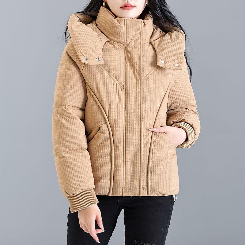 Women's Autumn and Winter Jackets Solid Color Hooded Thick Loose Windproof Short Women's Jacket