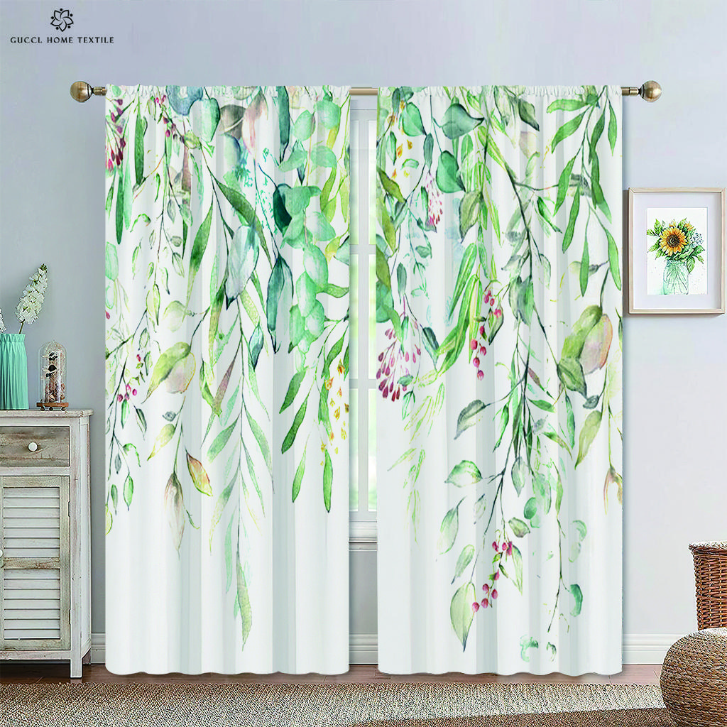 Карман для карниза с цветочным рисунком в виде листьев для спальни, гостиной, кухни, домашнего декора, современного простого оформления окна, 2 шт.