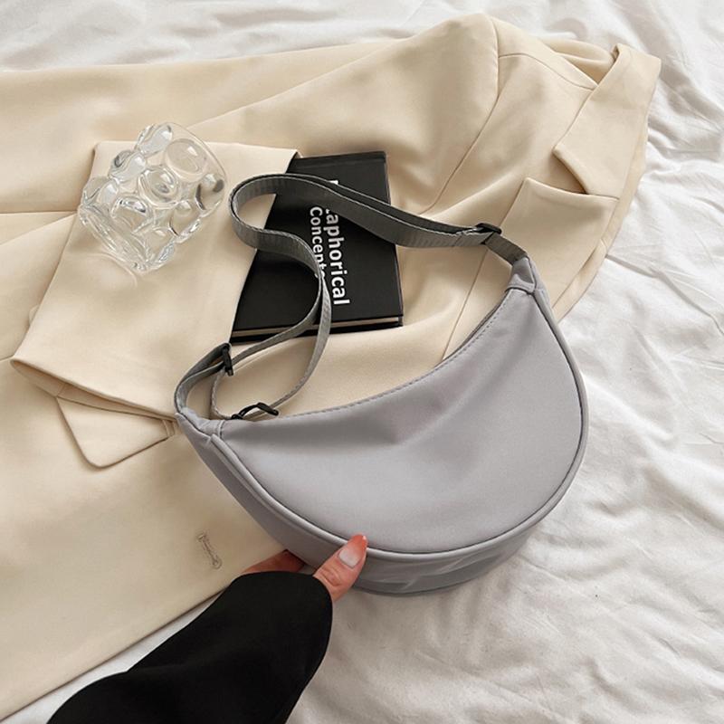 Yogodlns Casual Nylon Shoulder Dumpling Bag Light Crossbody Bag Large Capacity Waist Bag Fashion Half-moon Hobo Bag Clutch