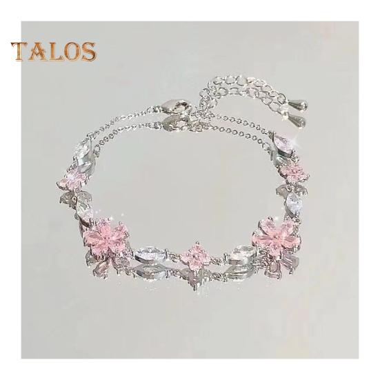 Женский браслет с блестящими кубическими цирконами в форме цветка, регулируемая длина, милый браслет, универсальный модный аксессуар