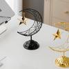 Artistic Middle Eastern Iron Moon Star Sculpture With Base Eid Ramadans Hollowout Ornament for Muslims Party Supplies