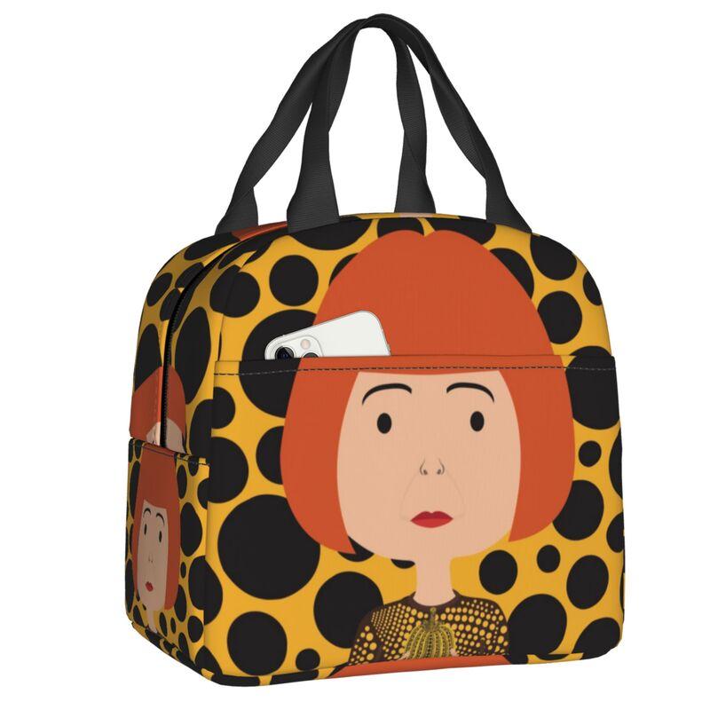 Custom Yayoi Kusama Self-Portrait Insulated Lunch Bags for Camping Travel Dot Leakproof Cooler Thermal Lunch Box Women Children