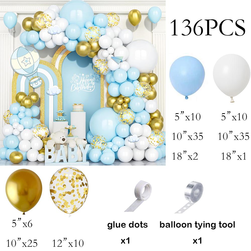 Blue Balloon Garland White Gold Confetti Balloons Arch Kit Baby Shower Wedding Anniversary Kids Birthday Party Decoration Globos