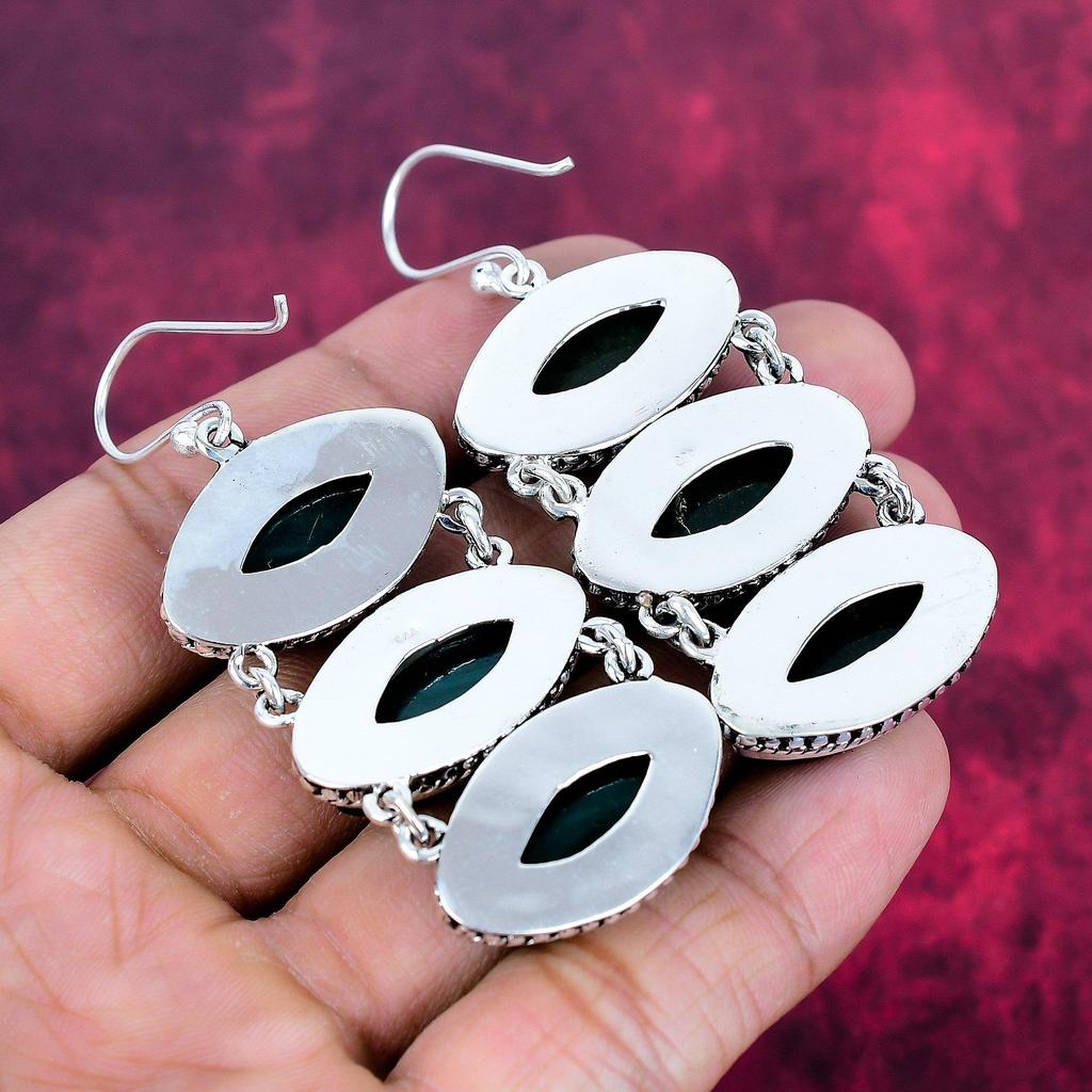 Серьги из чистого серебра 925 пробы с зеленым лабрадоритом, серьги с драгоценными камнями ручной работы, подарки для жены, абсолютно новые серьги