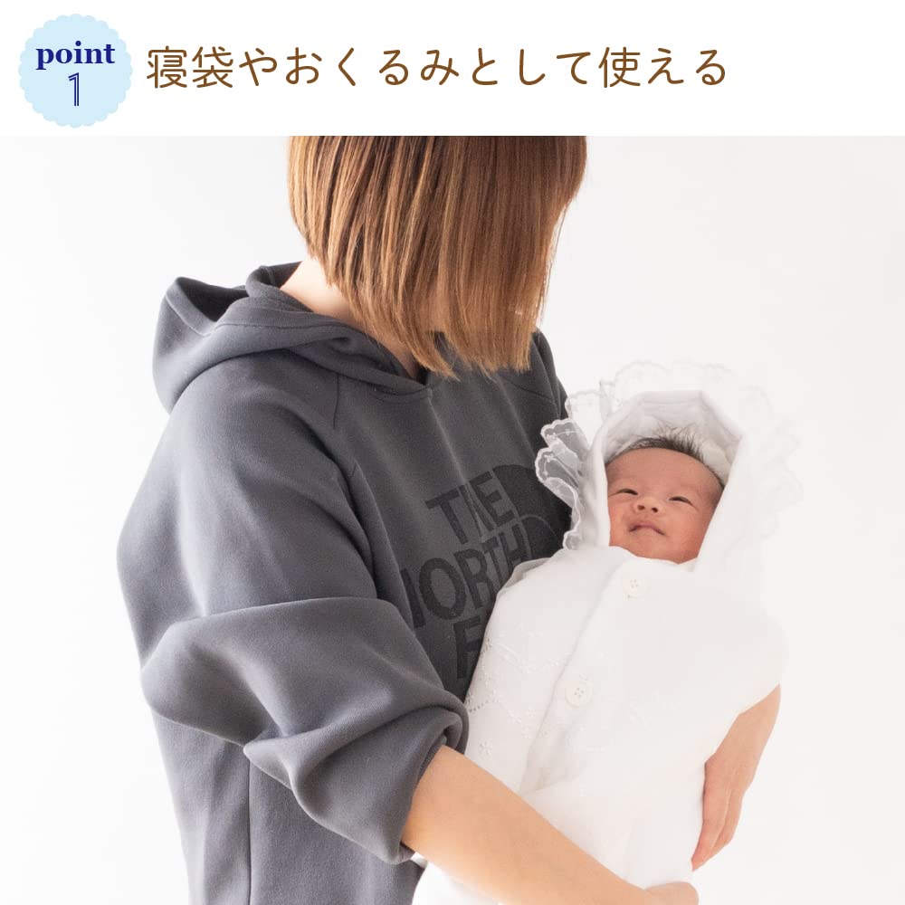 Cream de Coco Snowman Fleece Baby Sleeping Bag, Swaddle, Newborn, Made in Japan, 50-60cm