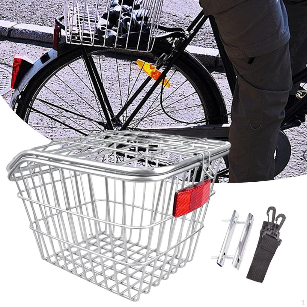 Rear Bike Basket Bicycle Cargo Rack Heavy Duty Iron Wire for Foldable