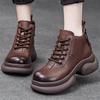 Soft Leather Thick-soled Martin Boots for Women's Autumn and Winter New Velvet Fashion Soft-soled Heightening Short Boots